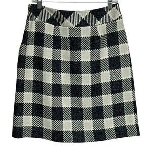 Talbots Vintage y2k Petites Buffalo Plaid Wool Blend Skirt Gray Size 8P